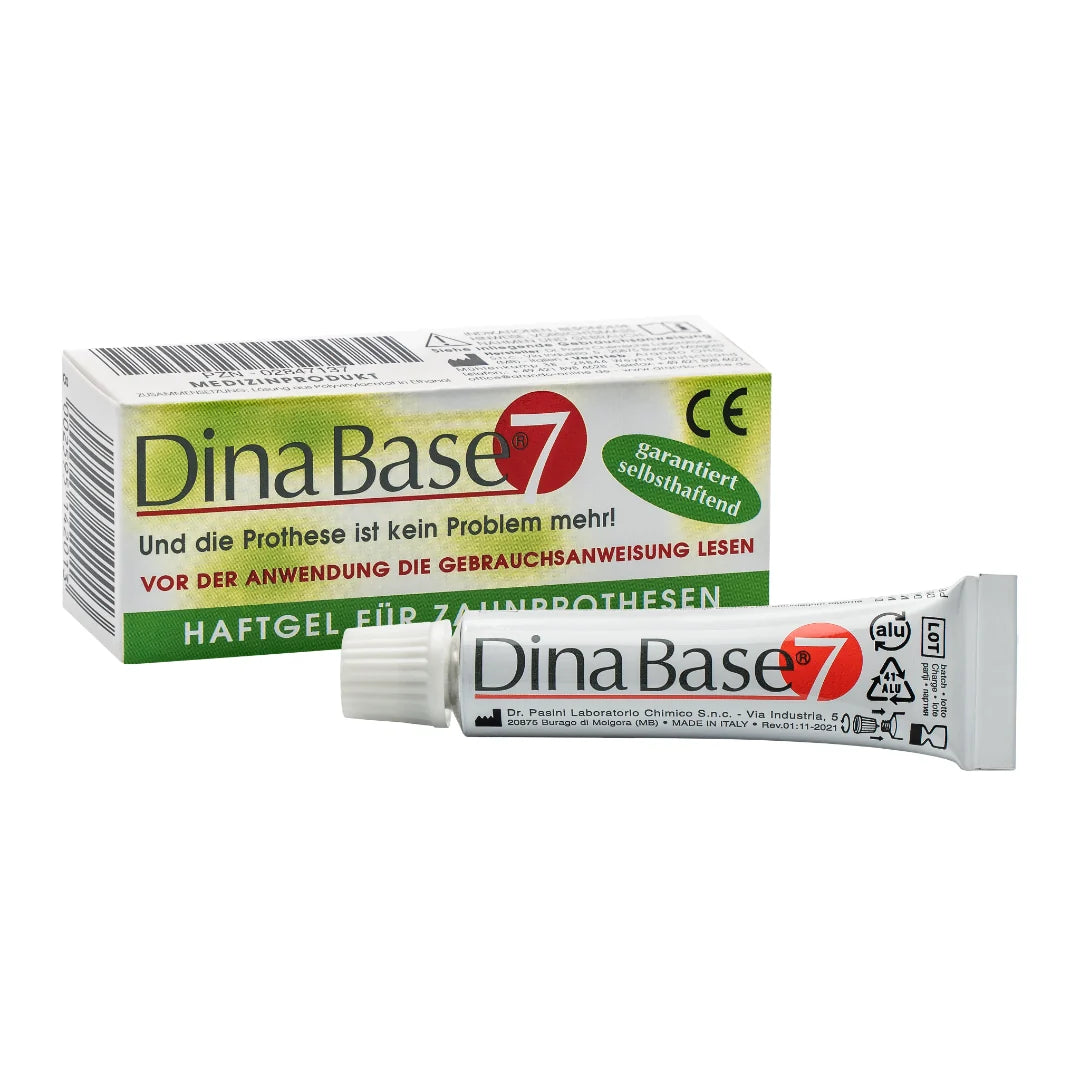 DinaBase7 Haftgel für Zahnprothesen - Originalverpackung mit Tube