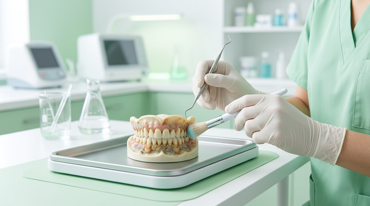Stark Verschmutzte Zahnprothese Reinigen