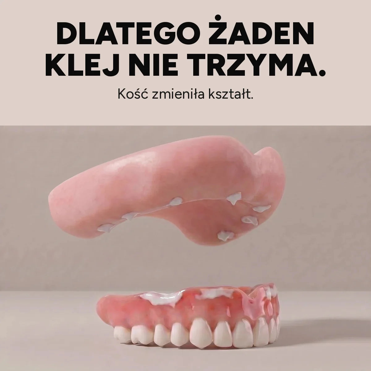 Kość pod protezą zmieniła kształt i dlatego między protezą a dziąsłem powstała szczelina